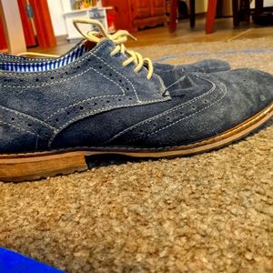Ben Sherman Blue Suede Oxford Shoes